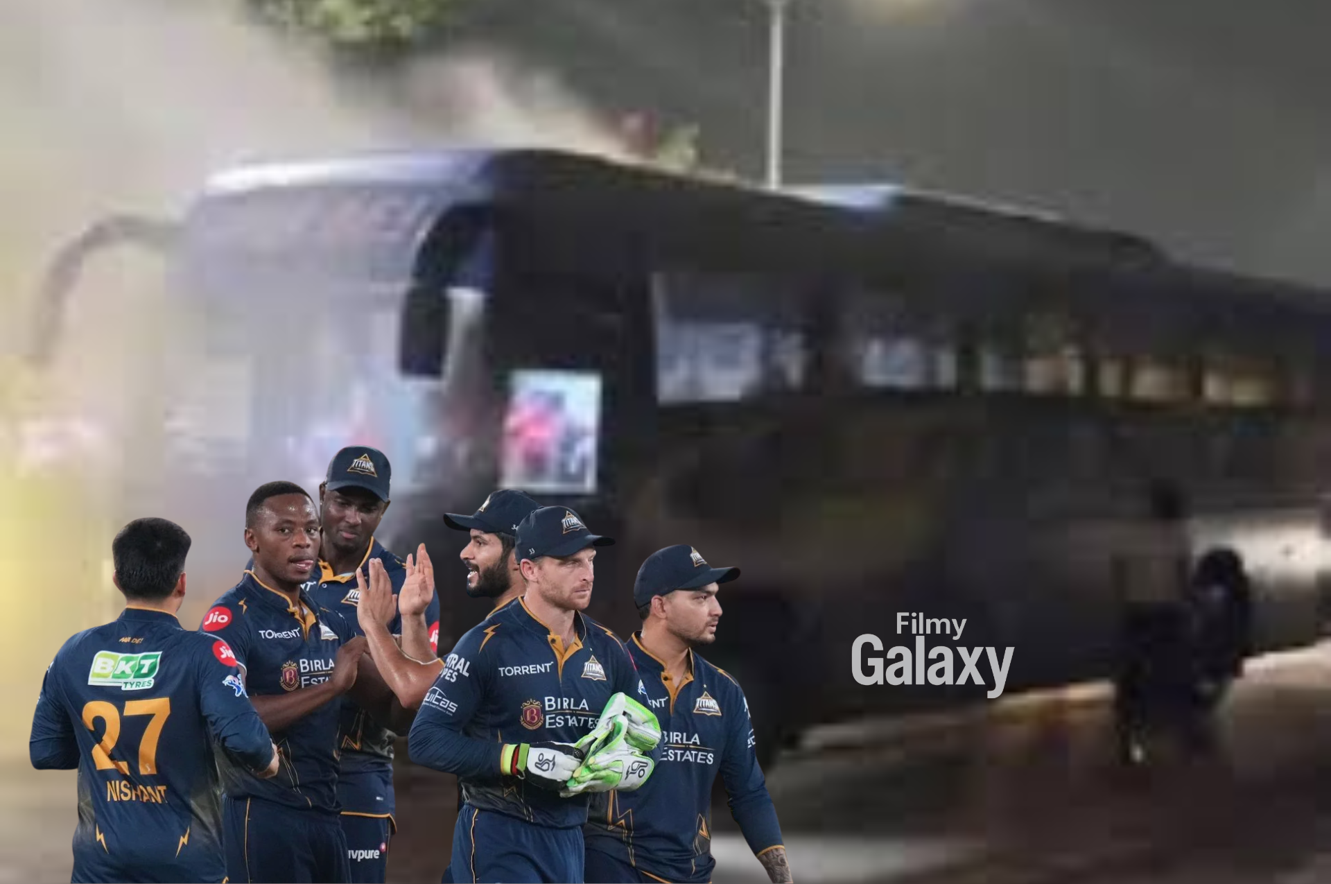 Double Blow for GT: Gujarat Titans team bus catches fire after Heartbreaking IPL 2026 Final Loss